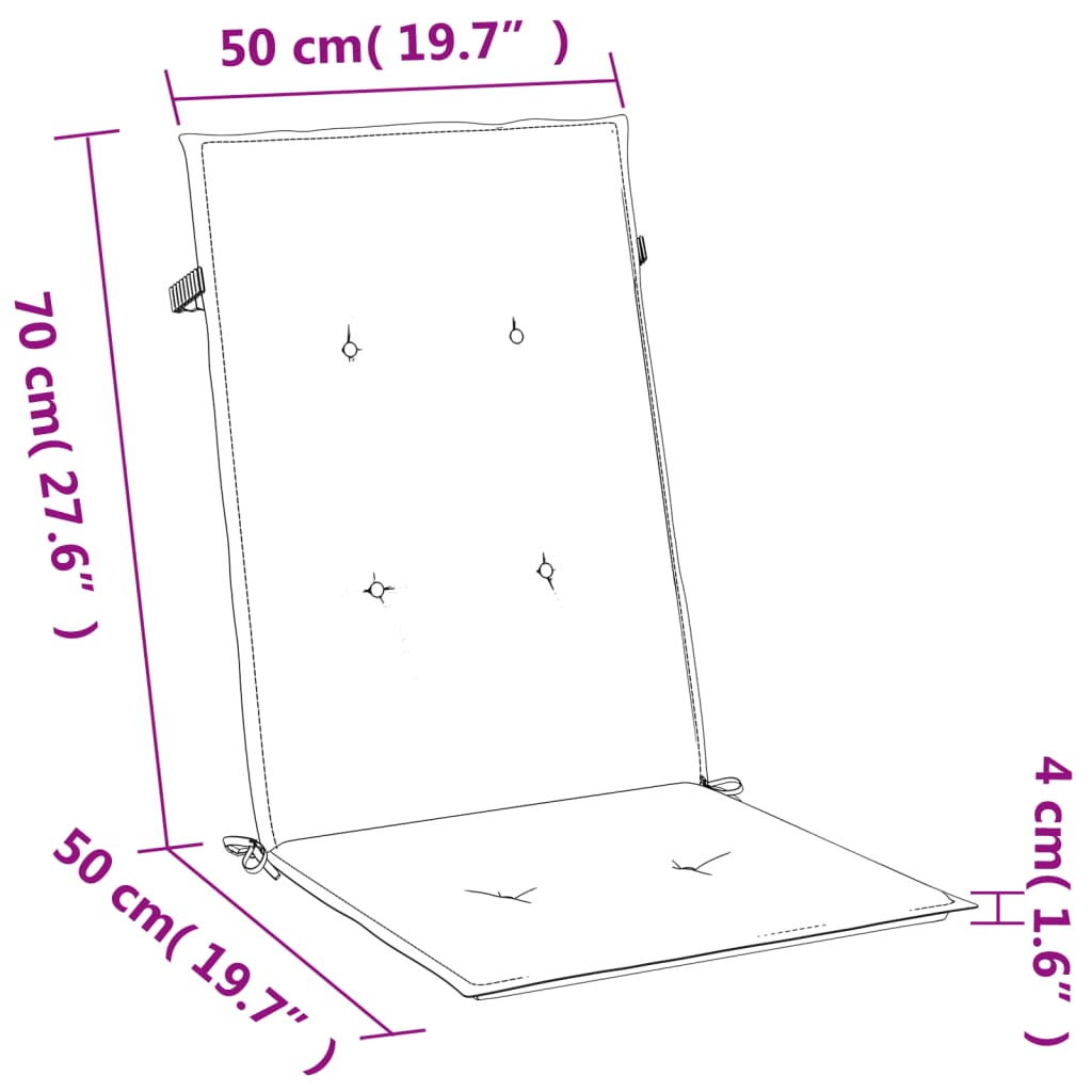 stolehynder med høj ryg 6 stk. 120x50x4 cm stof cremefarvet