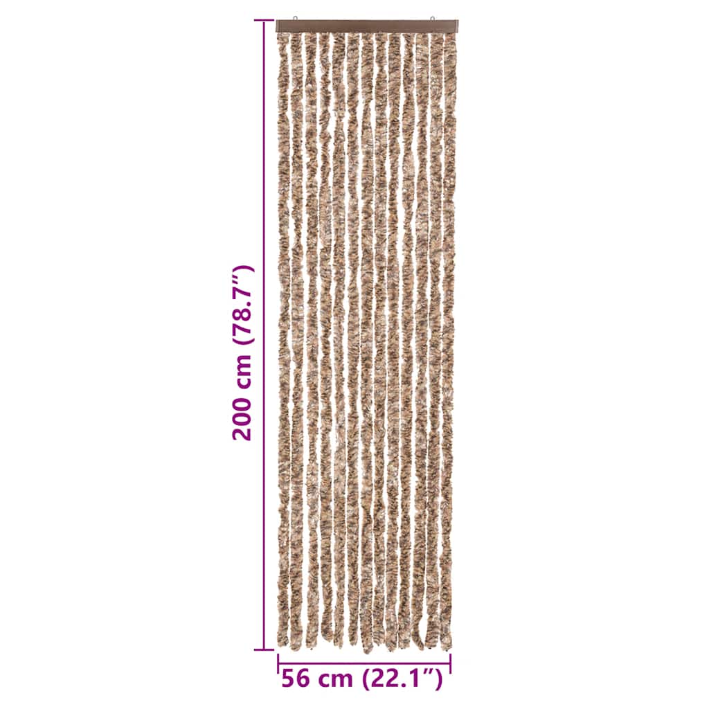 flueforhæng 56x200 cm chenille beige og mørkebrun