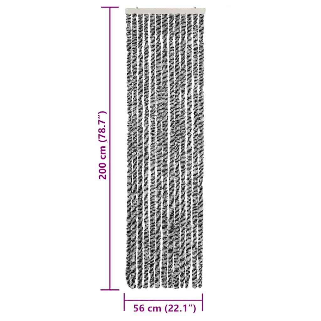 flueforhæng 56x200 cm chenille sort og hvid