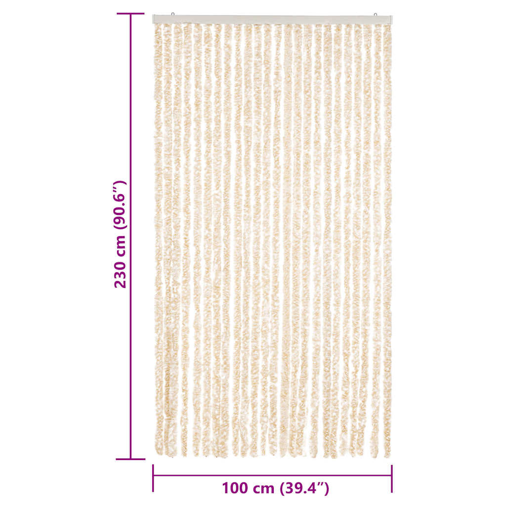 flueforhæng 100x230 cm chenille beige og hvid