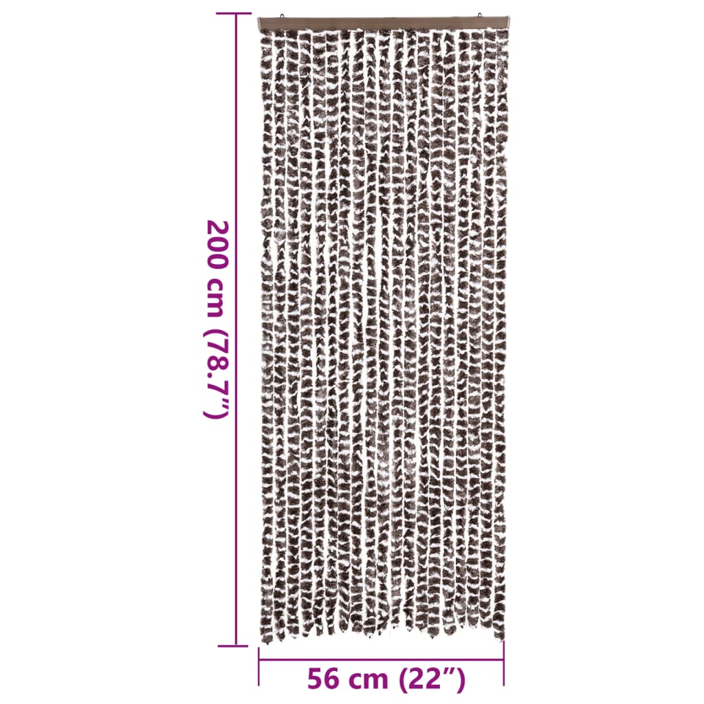 flueforhæng 56x200 cm chenille brun og hvid