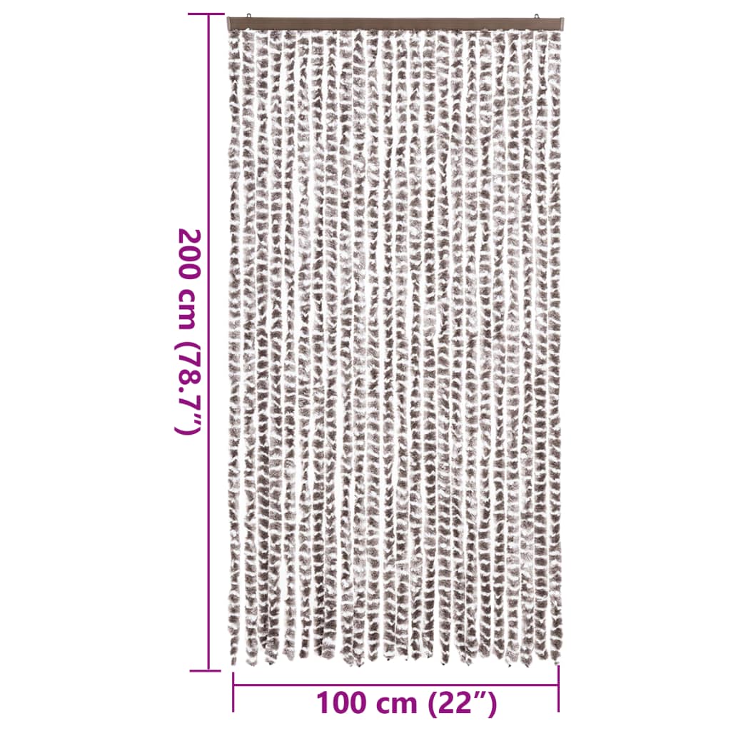 flueforhæng 100x200 cm chenille gråbrun og hvid