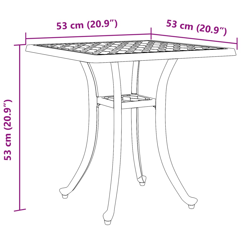 havebord 53x53x53 cm støbt aluminium hvid