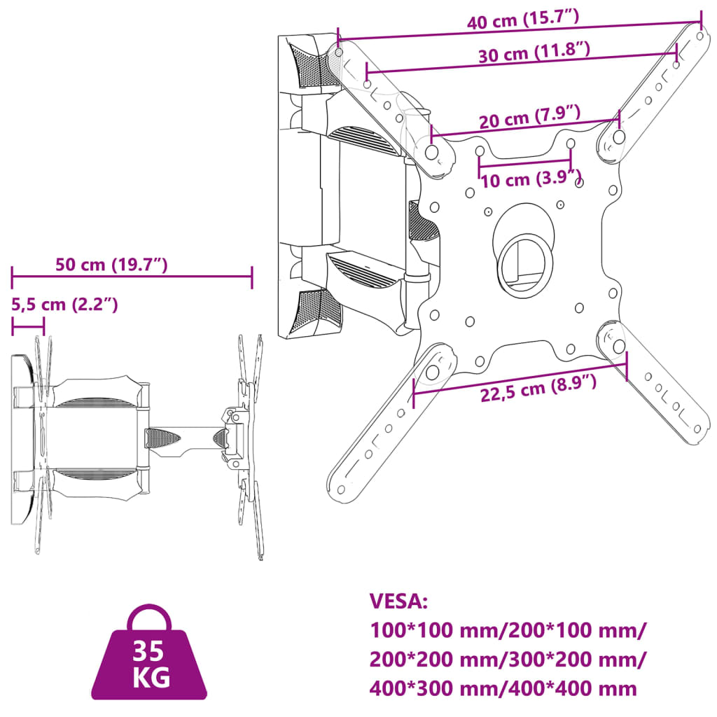 tv-vægbeslag 32-55" skærm maks. VESA 400x400 mm 35 kg