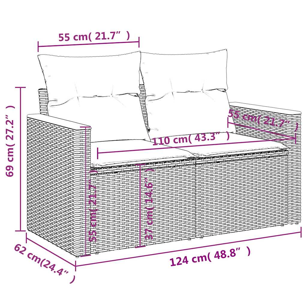 sofasæt til haven 10 dele med hynder polyrattan sort