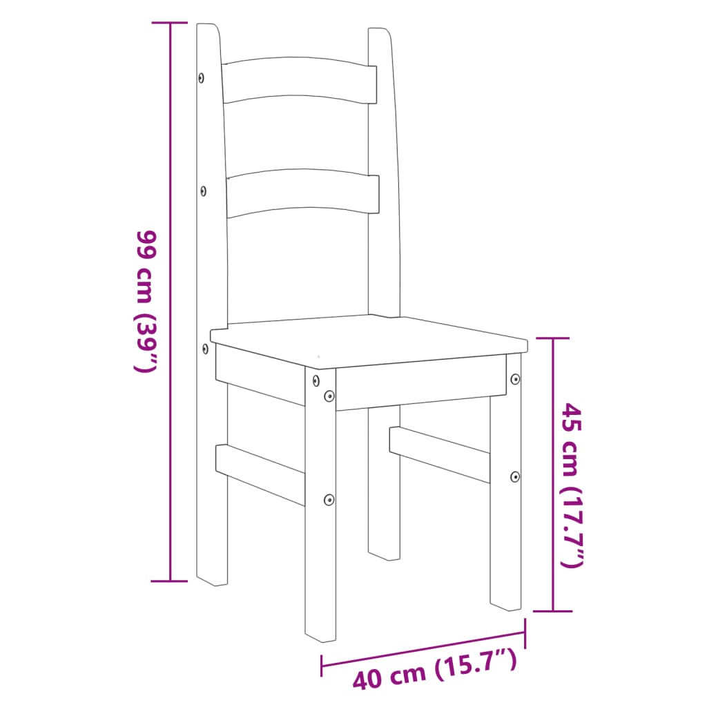 spisebordsstole 2 stk. 40x46x99 cm massivt fyrretræ grå