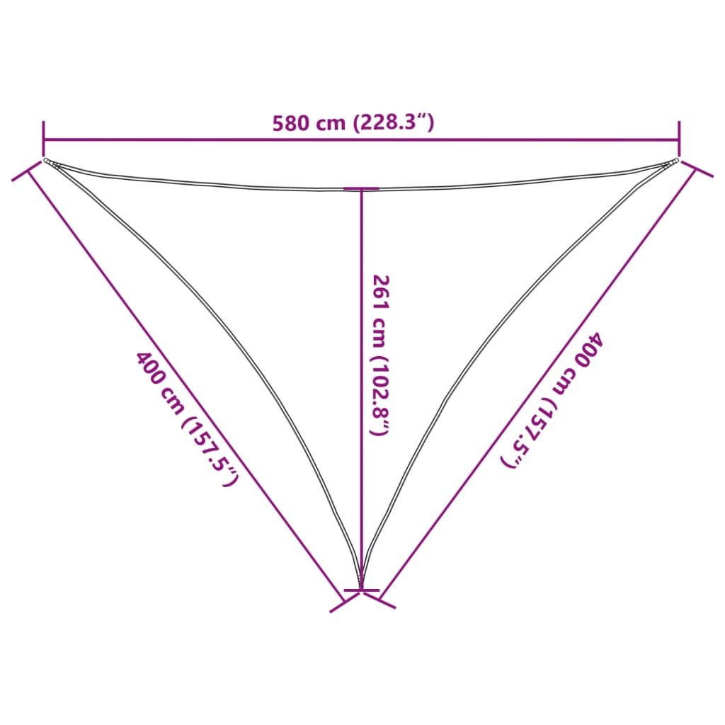 solsejl 4x4x5,8 m 160 g/m² trekantet HDPE lysegrå