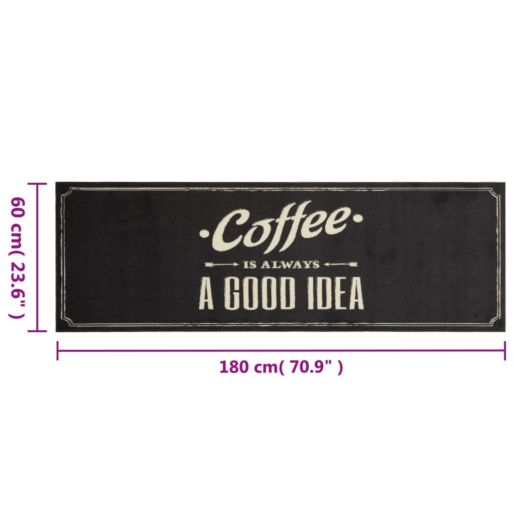 køkkentæppe 60x180 cm kaffedesign vaskbart velour