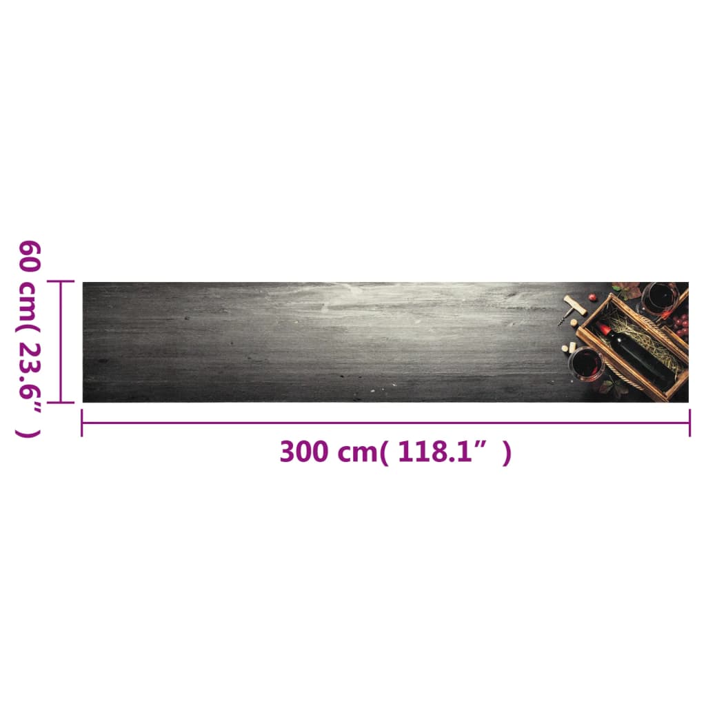 køkkentæppe 60x300 cm vinflaske vaskbart velour