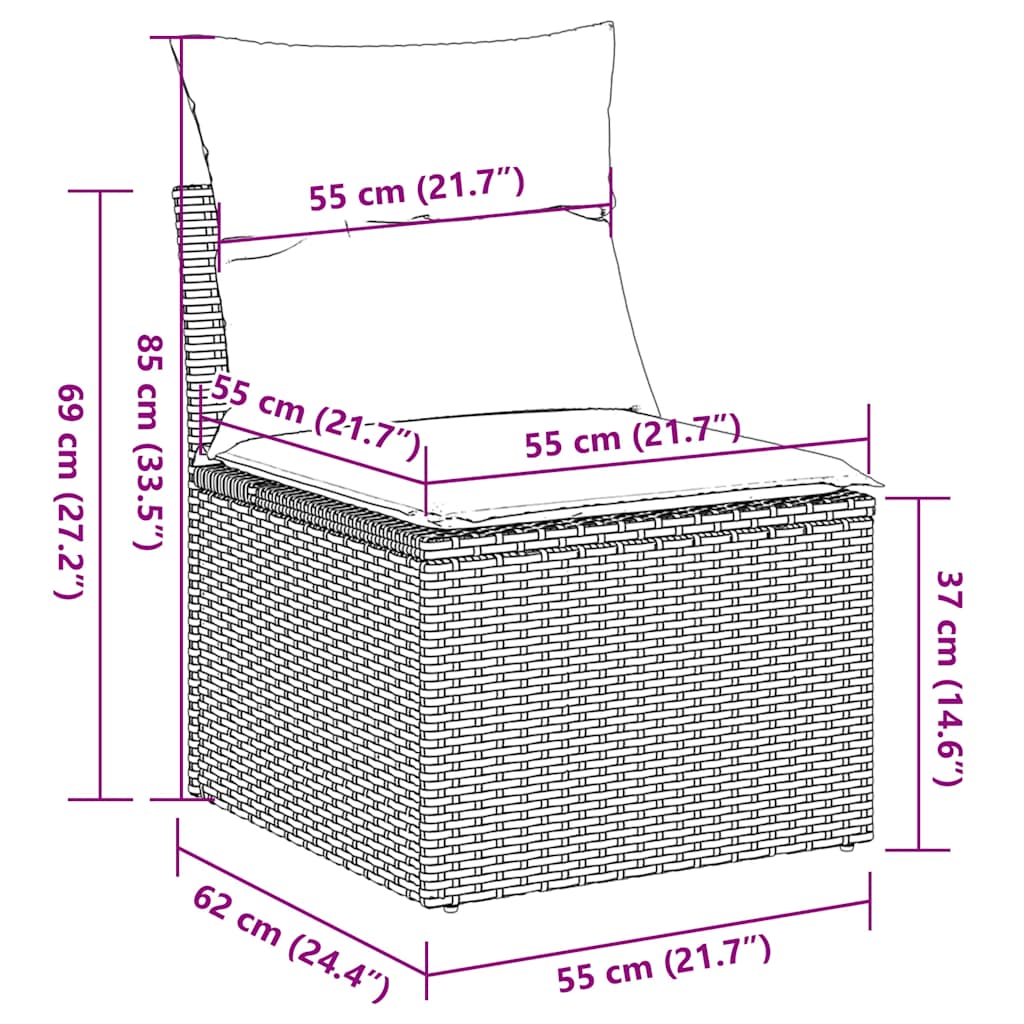 sofasæt til haven 12 dele med hynder polyrattan sort