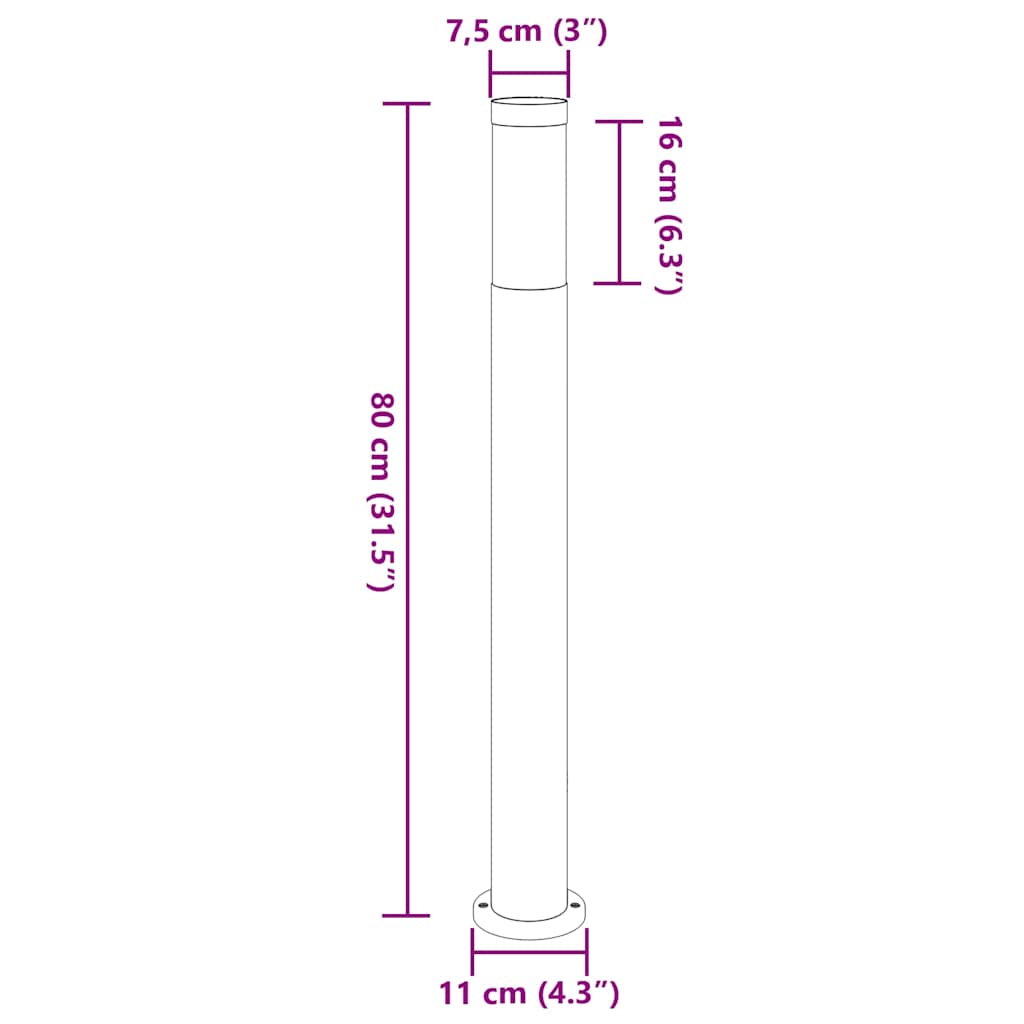 pullertlamper 3 stk. 80 cm rustfrit stål IP44