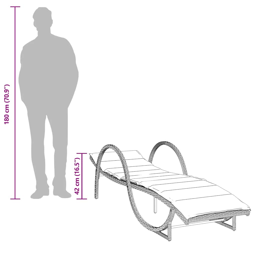 liggestole 2 stk. med hynder polyrattan sort