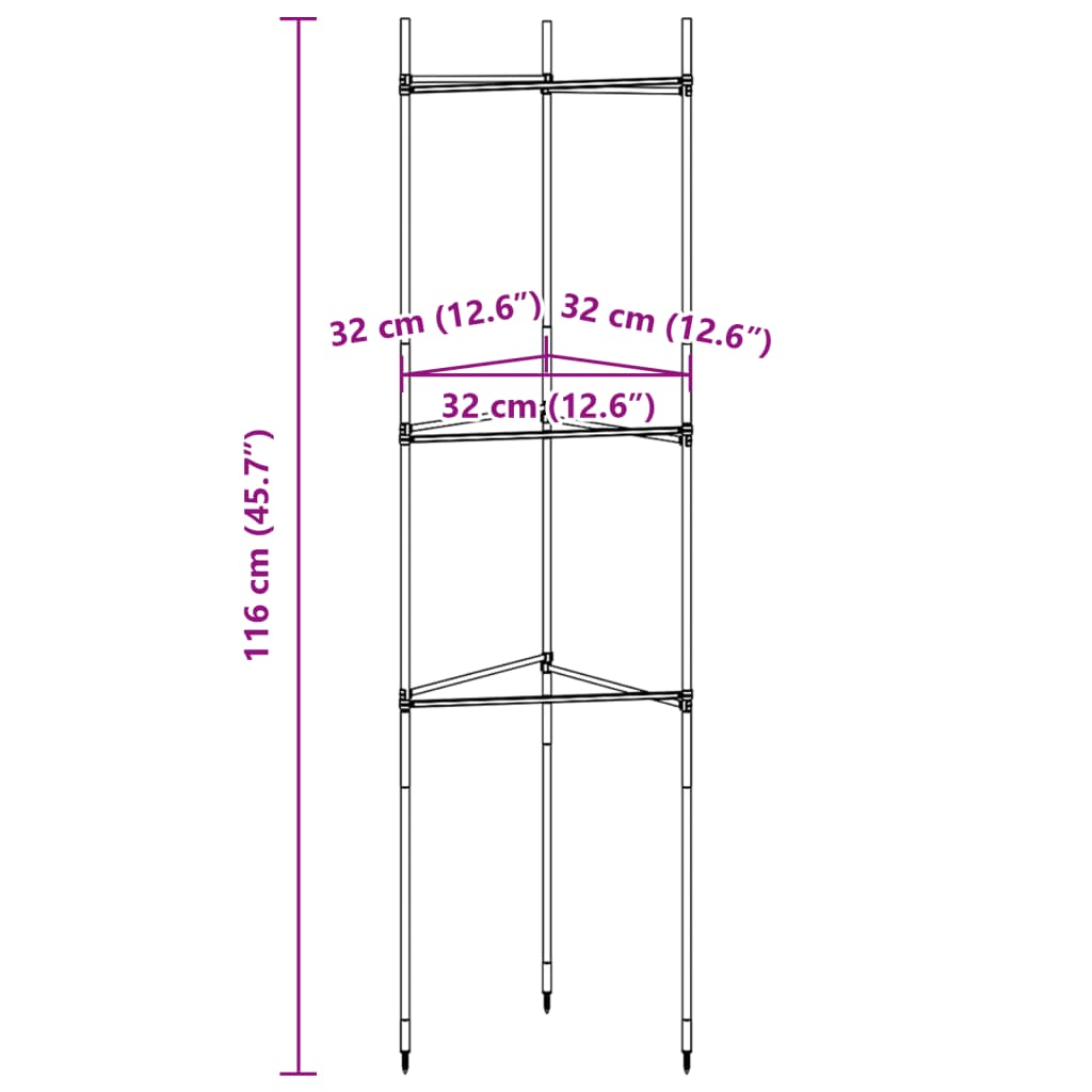 espalierer til tomater 6 stk. 116 cm stål og PP