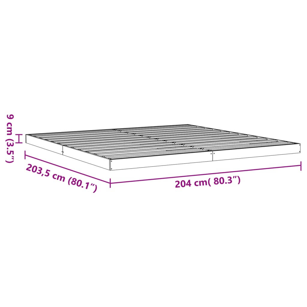 sengeramme 200x200 cm massivt fyrretræ gyldenbrun