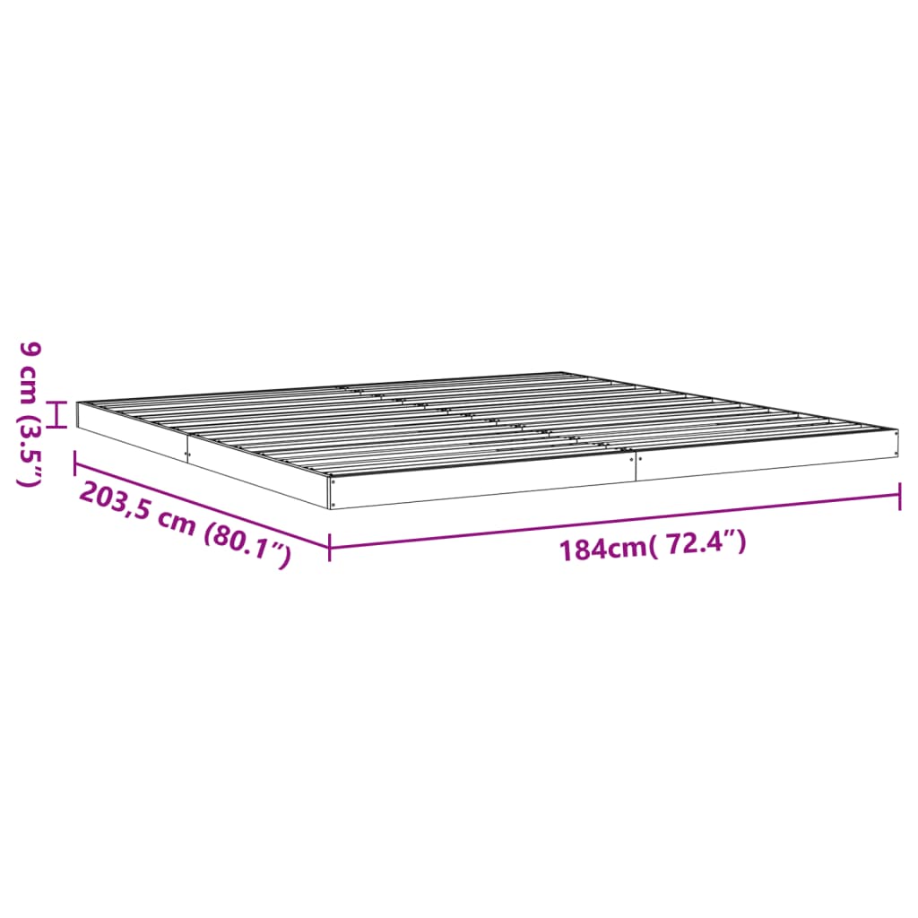 sengeramme 180x200 cm massivt fyrretræ gyldenbrun