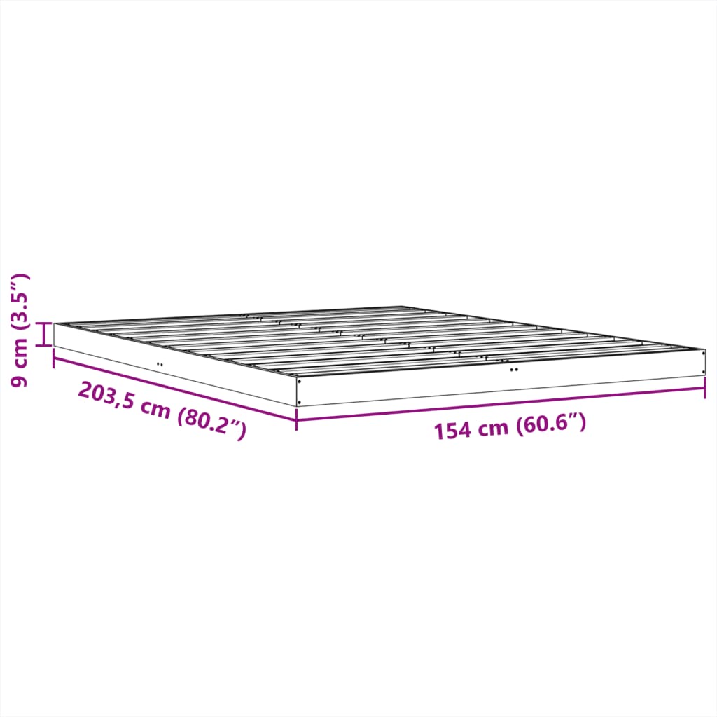 sengeramme 150x200 cm massivt fyrretræ gyldenbrun