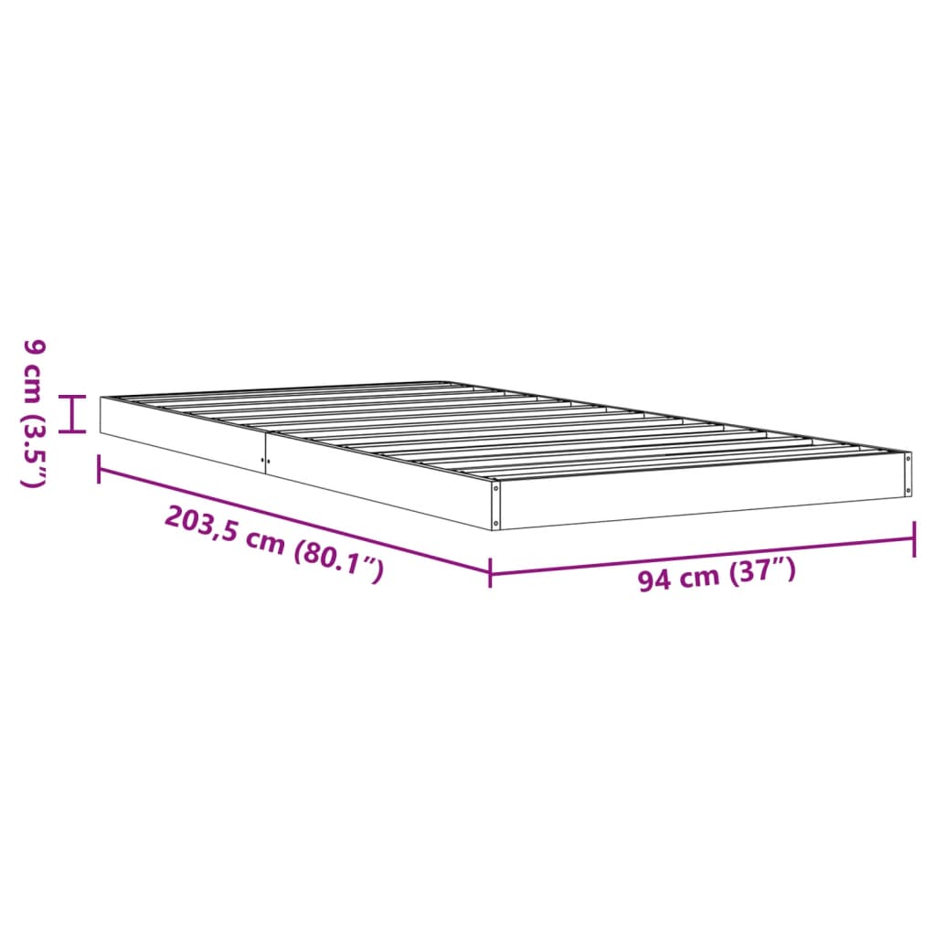 sengeramme 90x200 cm massivt fyrretræ gyldenbrun