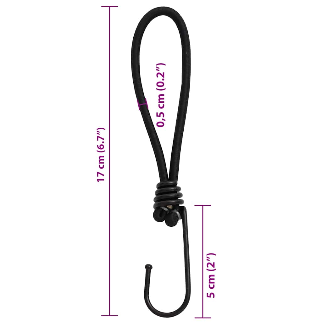elastiksnore med kroge 50 stk. 17 cm