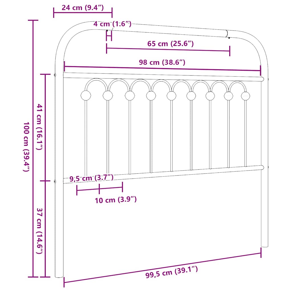 udskiftningsgavl 100 cm metal sort