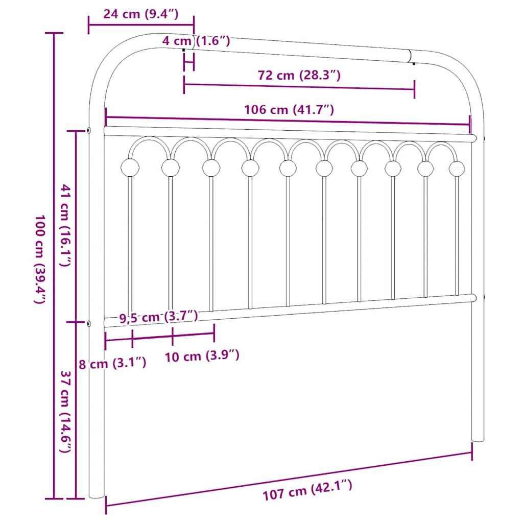 udskiftningsgavl 107 cm metal hvid