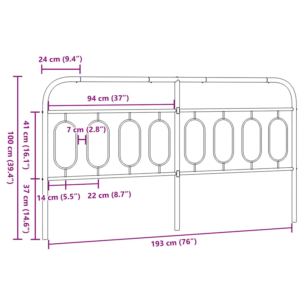 udskiftningsgavl 193 cm metal sort