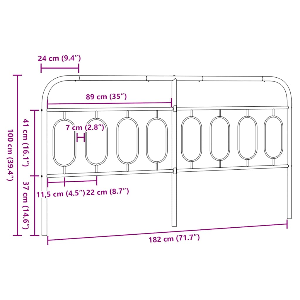udskiftningsgavl 183 cm metal hvid