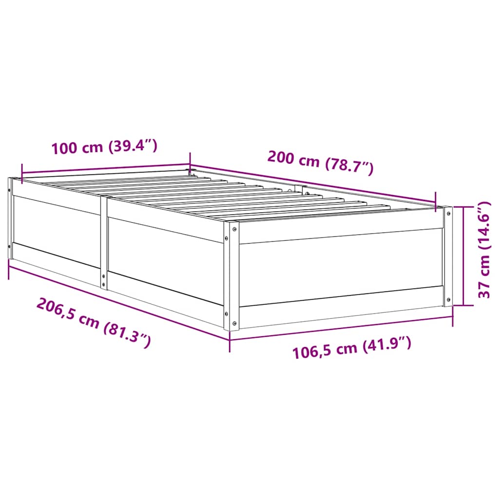 sengeramme uden madras 100x200 cm massivt fyrretræ gyldenbrun