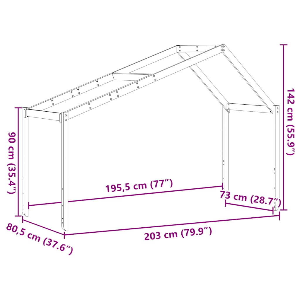 stel til husseng 203x80,5x142 cm massivt fyrretræ gyldenbrun