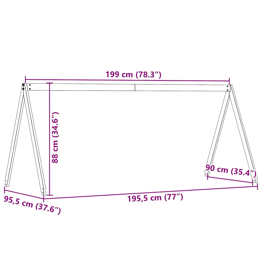 stel til husseng 203x95,5x142 cm massivt fyrretræ gyldenbrun