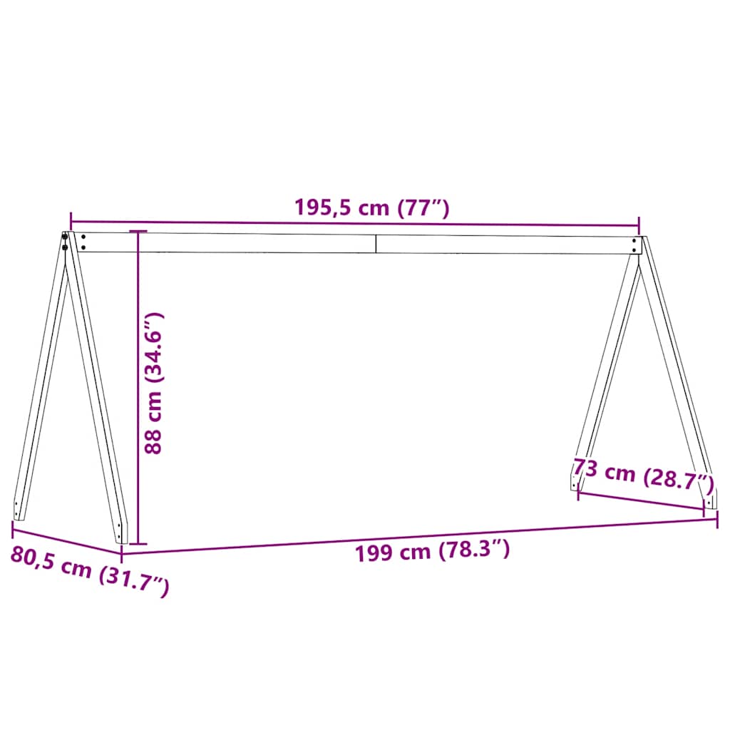stel til husseng 199x80,5x88 cm massivt fyrretræ gyldenbrun