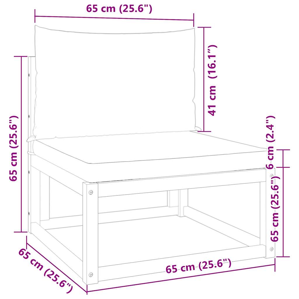 havesofa uden armlæn med hynder træ akacie og rattan