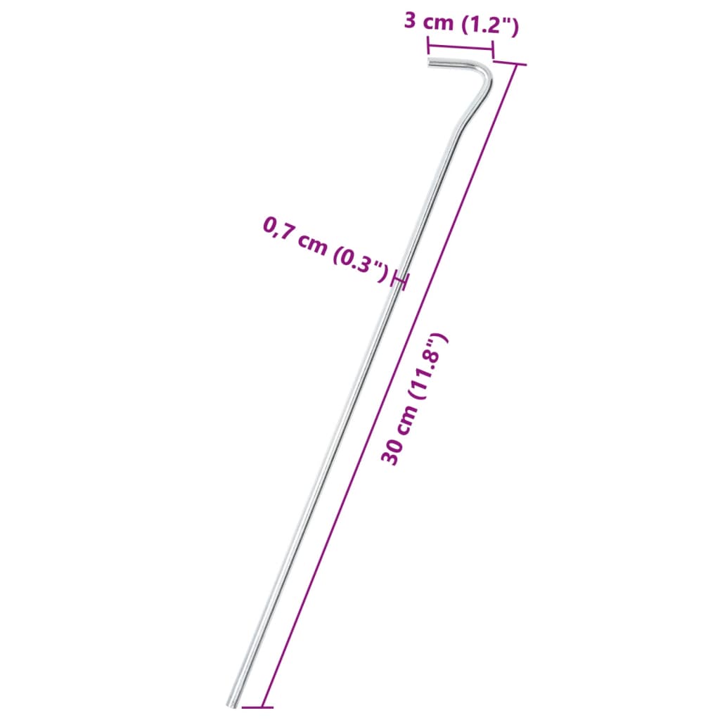 teltpløkker 25 stk. 30 cm Ø7 mm galvaniseret stål