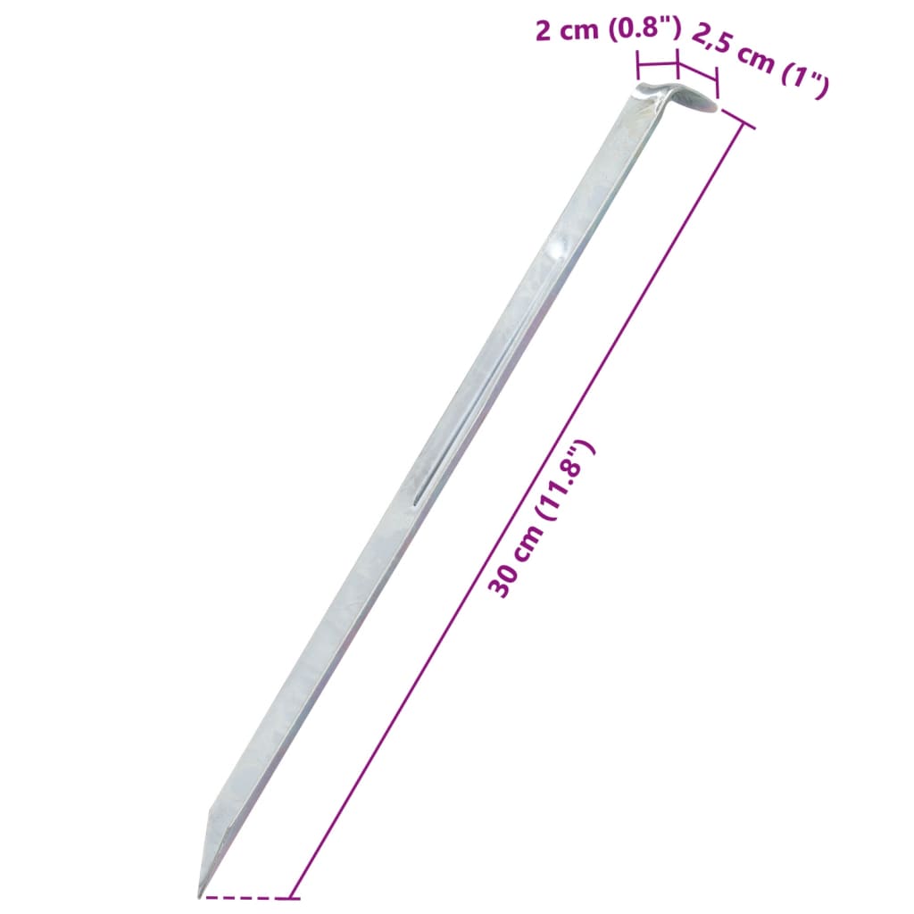 teltpløkker 24 stk. 30 cm Ø20 mm galvaniseret stål