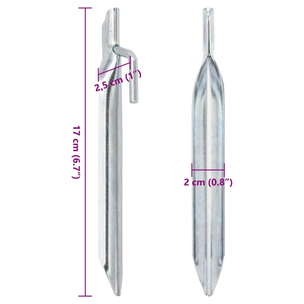 teltpløkker 24 stk. V-facon 17 cm Ø20 mm galvaniseret stål
