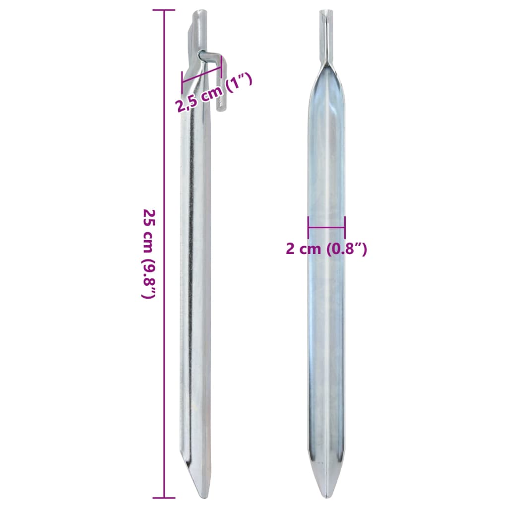 teltpløkker 24 stk. V-facon 25 cm Ø20 mm galvaniseret stål