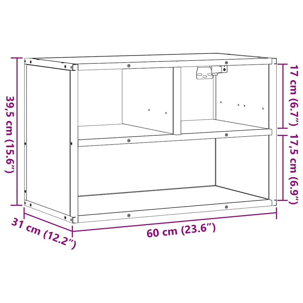 tv-bord 60x31x39,5 cm konstrueret træ og metal sort