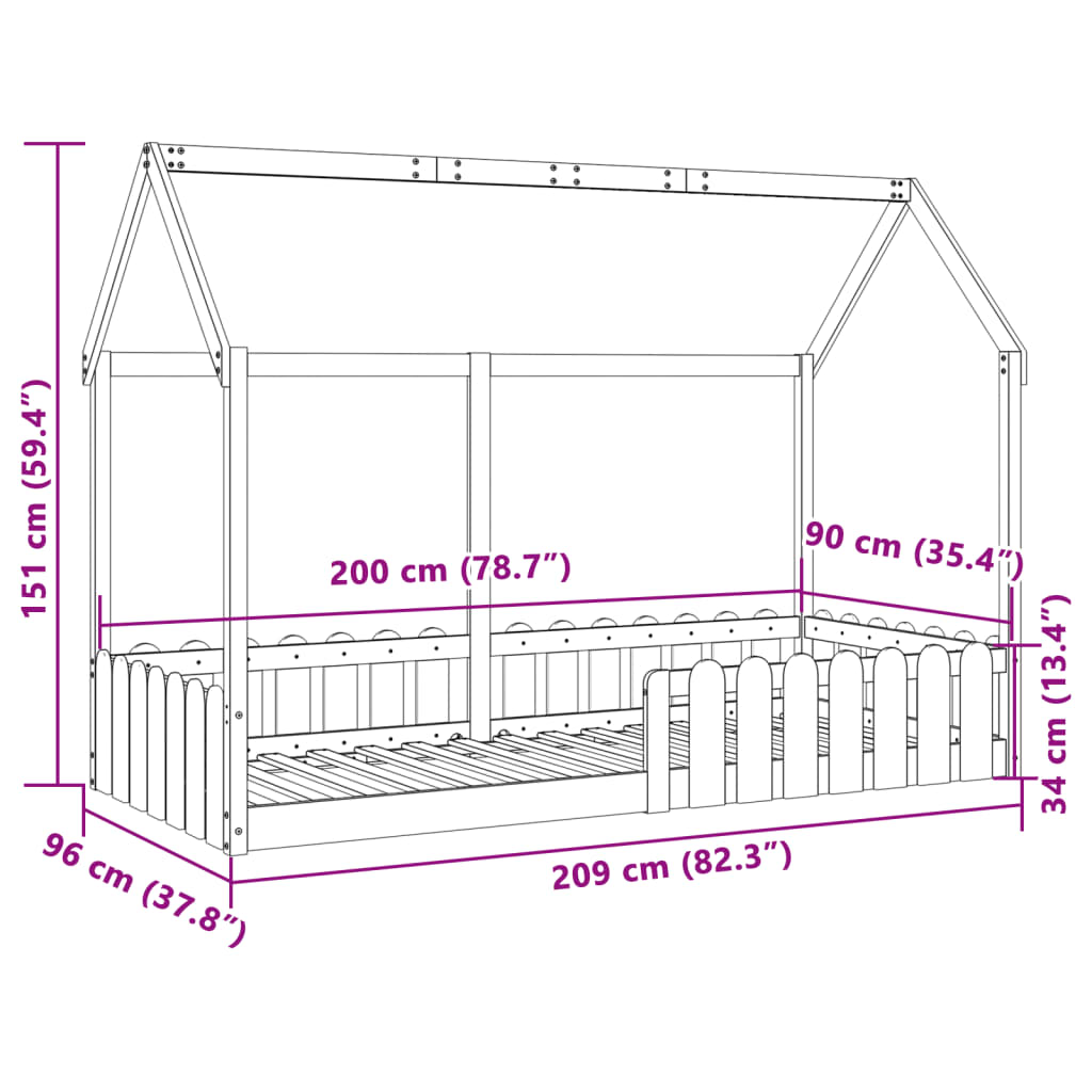 sengeramme til husseng 90x200 cm massivt fyrretræ gyldenbrun