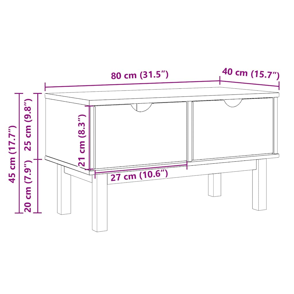 entrébænk OTTA 80x40x45 cm massivt fyrretræ