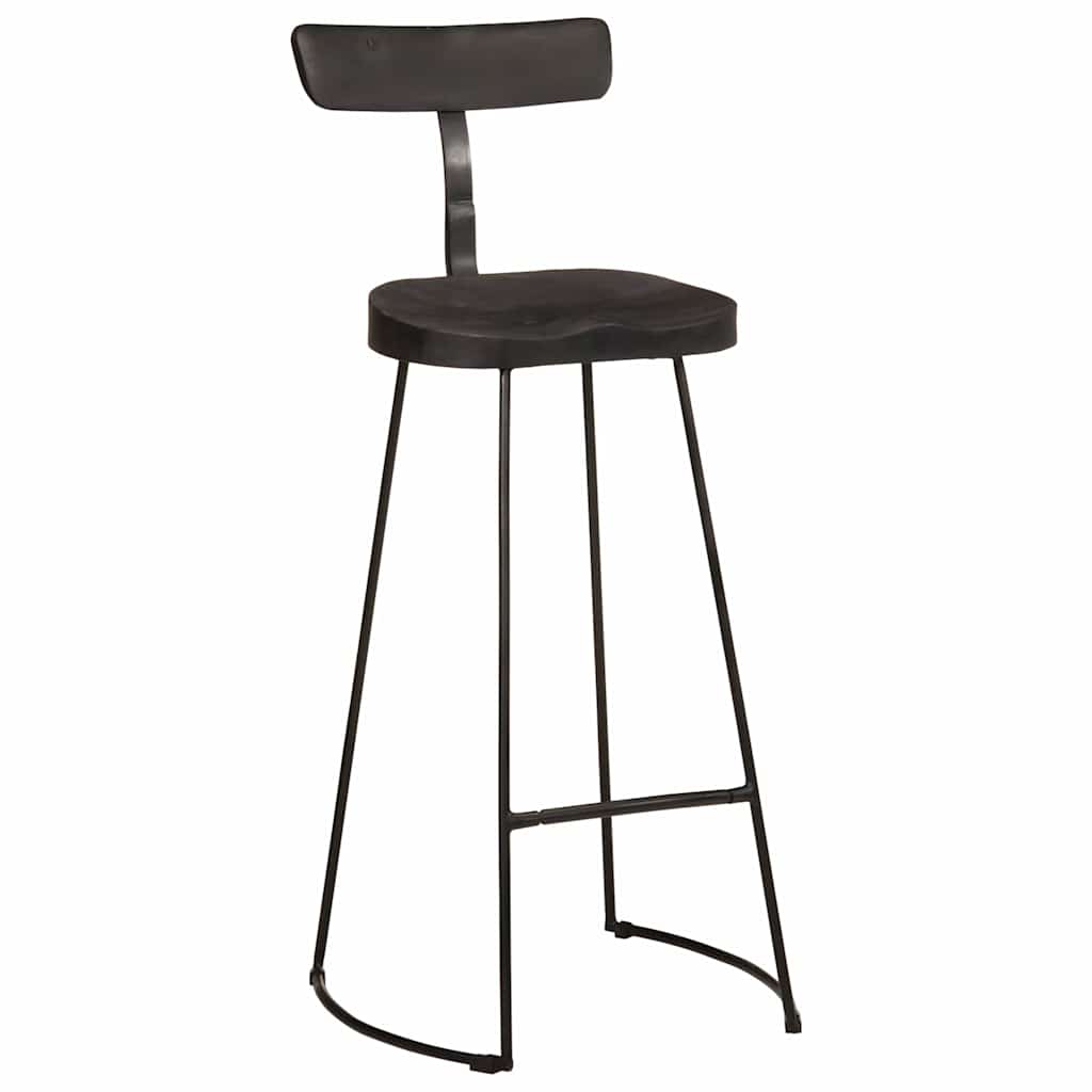 barstole 2 stk. 49x43x103 cm massivt mangotræ sort