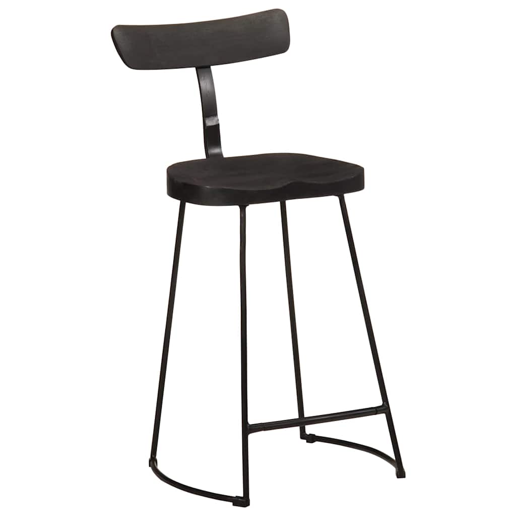barstole 2 stk. 49x43x88 cm massivt mangotræ sort