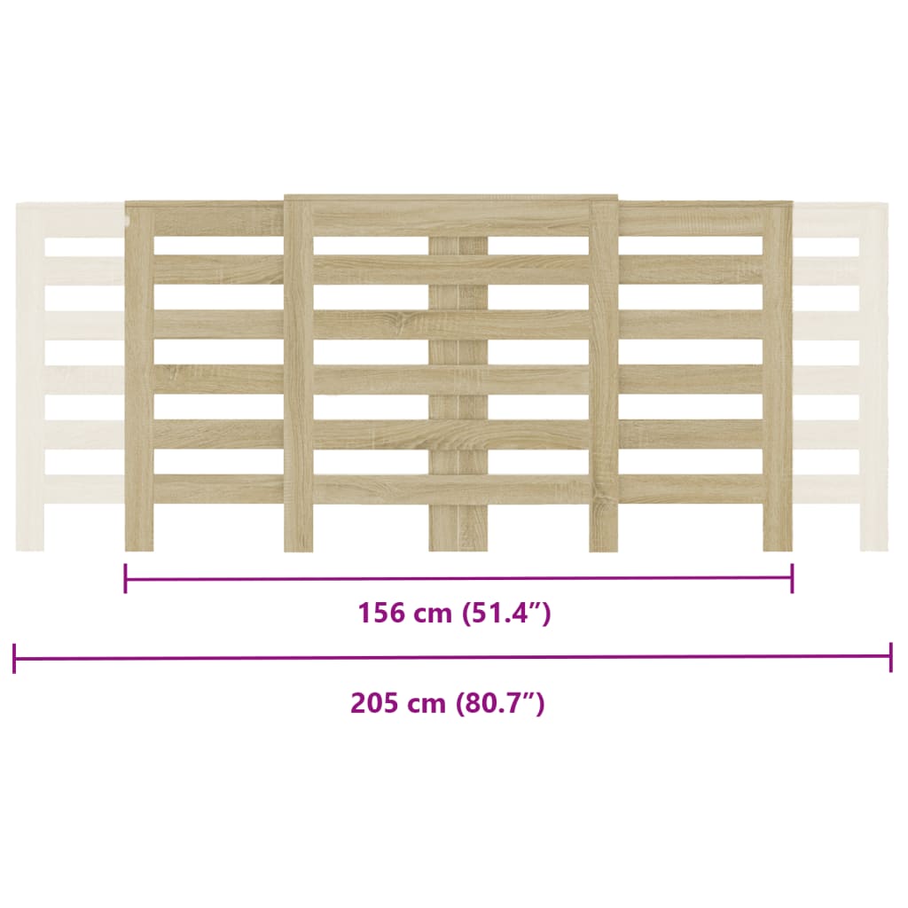 radiatorskjuler 205x21,5x83,5 cm konstrueret træ sonoma-eg