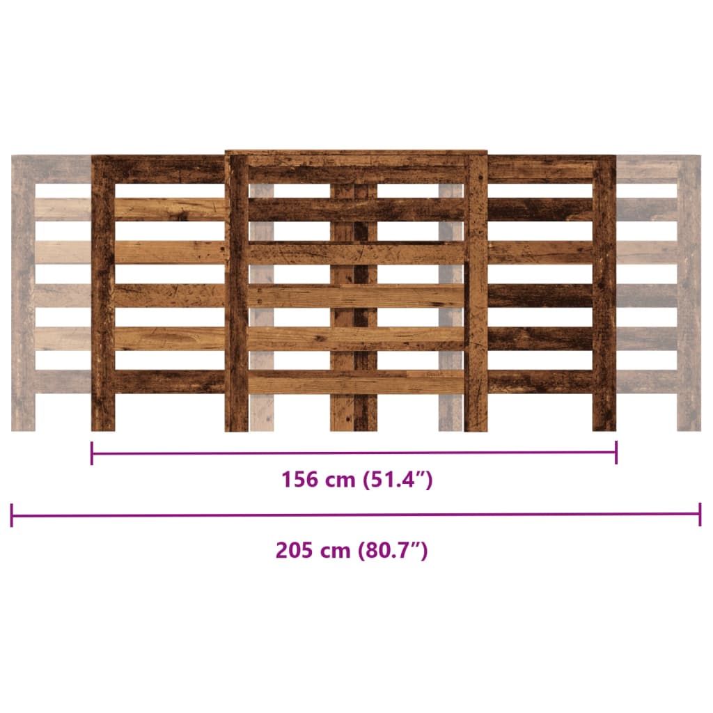 radiatorskjuler 205x21,5x83,5 cm konstrueret træ antikt træ