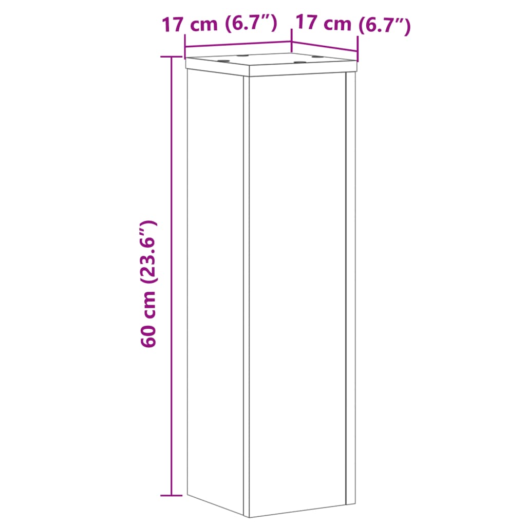 plantestativer 2 stk. 17x17x60 cm konstrueret træ sonoma-eg