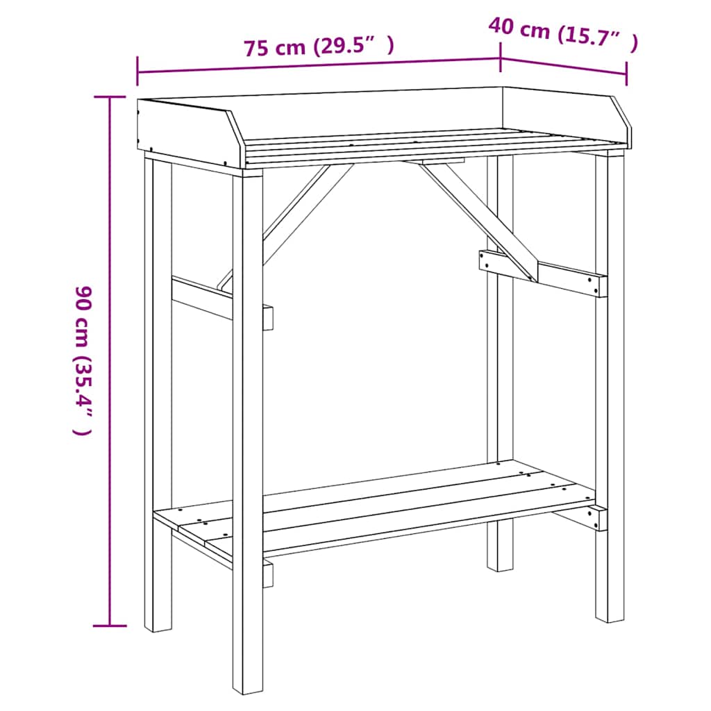 Plantebord Naturfarvet 75 x 40 x 90 cm Solid fyrretræ