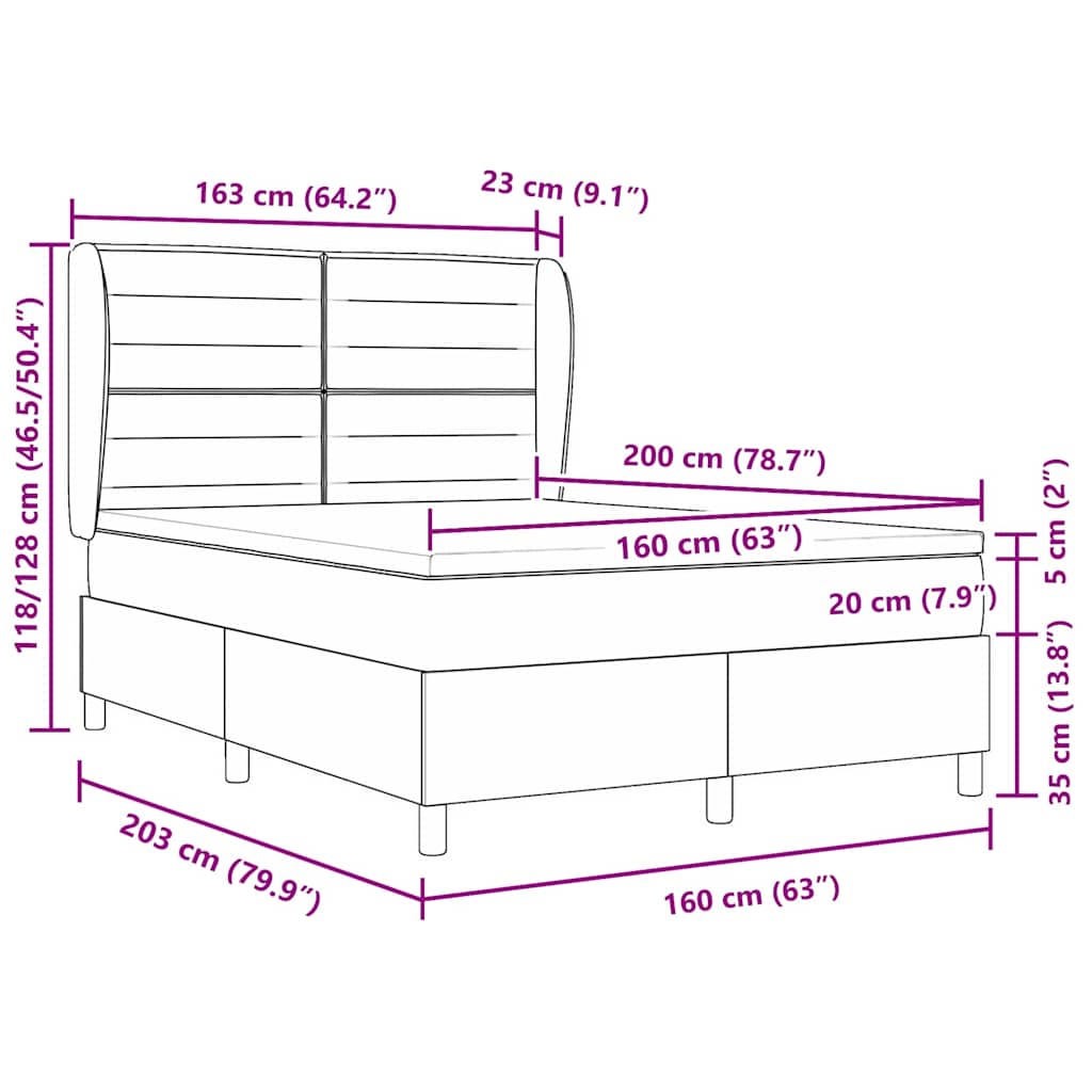 Box spring seng med madras Lysegrå 160 x 200 cm Stof
