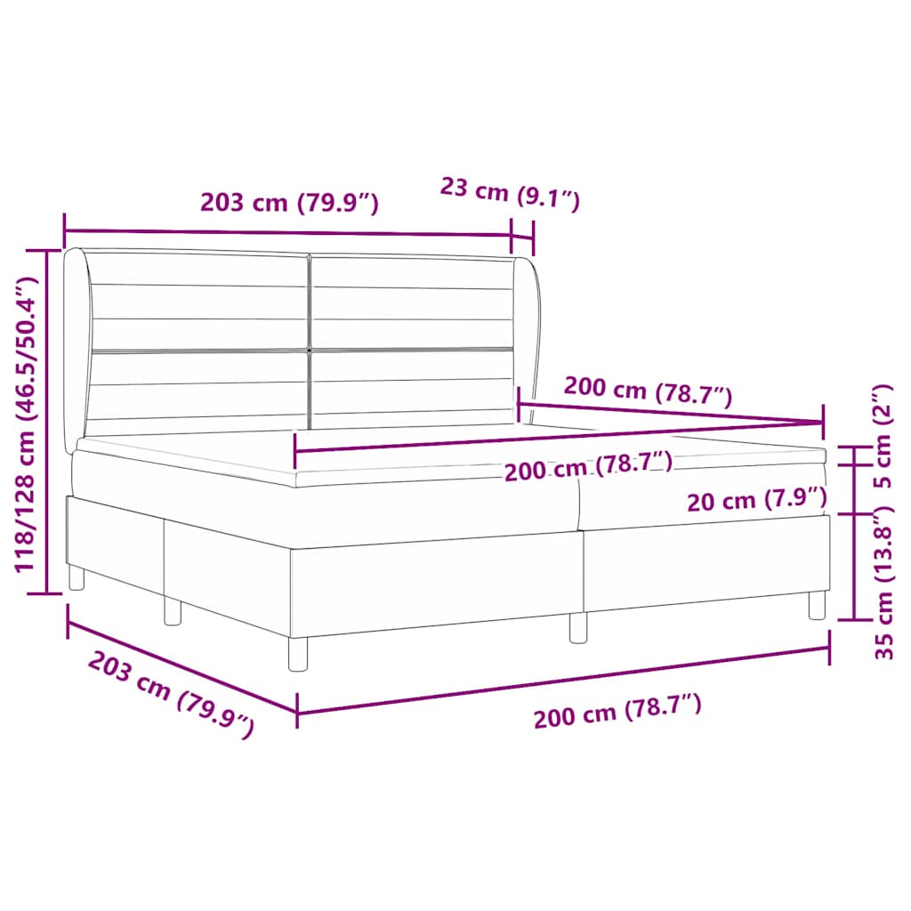 Box spring seng med madras Lysegrå 200 x 200 cm Stof
