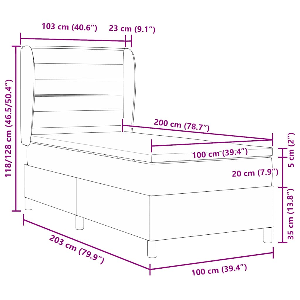 Box spring seng med madras Sort 200 x 100 cm Stof