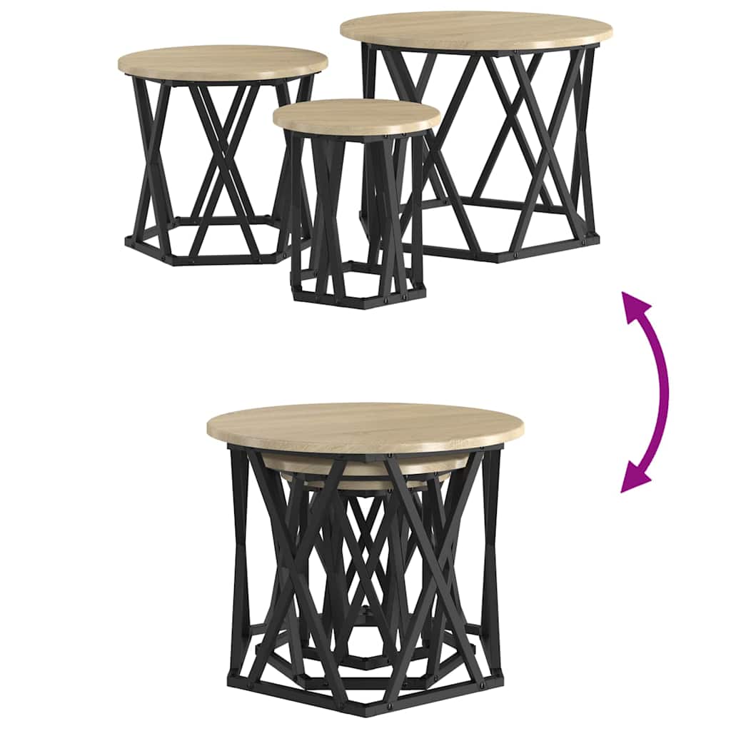 Nesting Sidebord 3 stk. Sonoma eg 53 x 53 x 40 cm