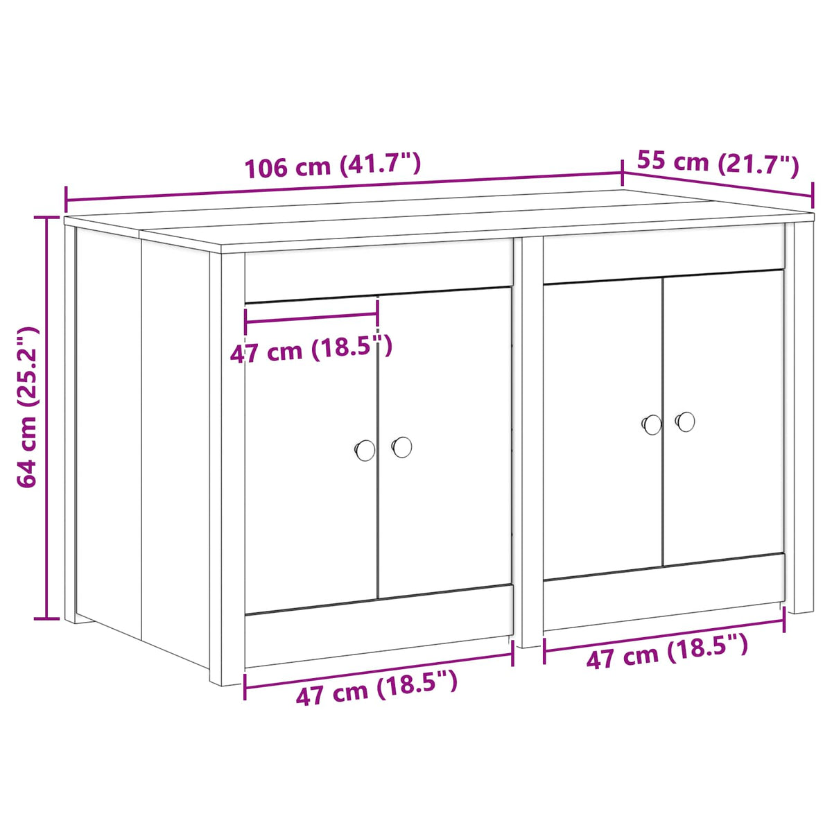 Køkkenskab MEPPEL Brun eg 106 x 55 x 64 cm Massivt fyrretræ