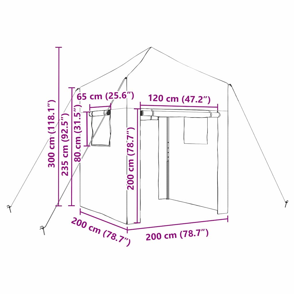 Drivhus med op-poppende ramme Grøn 200 x 200 x 300 cm Jern
